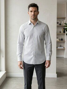 Calvin Klein Men's 16.5 34/35 Regular Fit Pima Cotton Pinstripe Dress Shirt